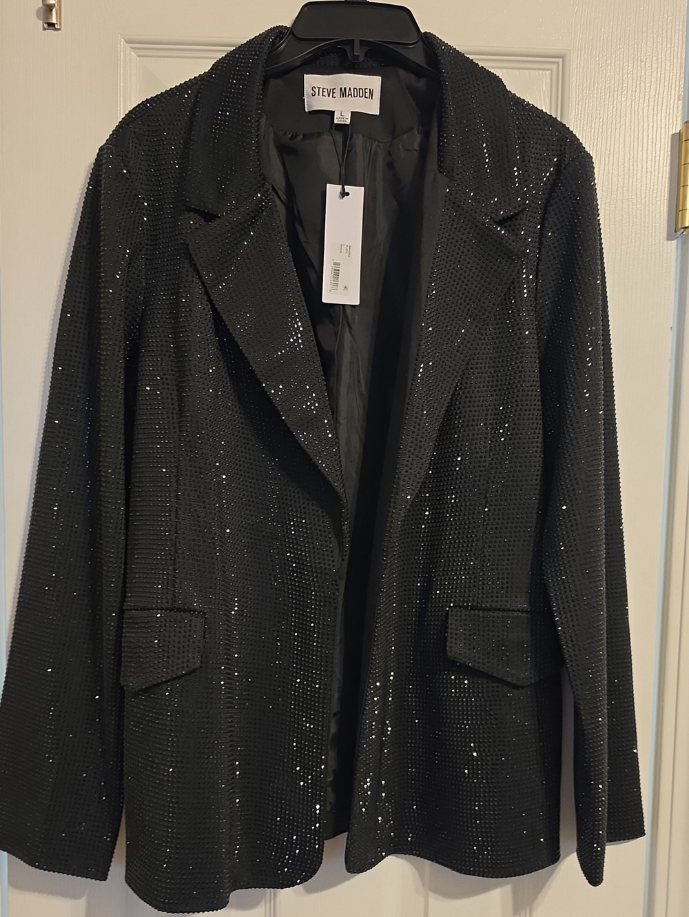 Steve Madden Aya Rhinestone Black Blazer NWT